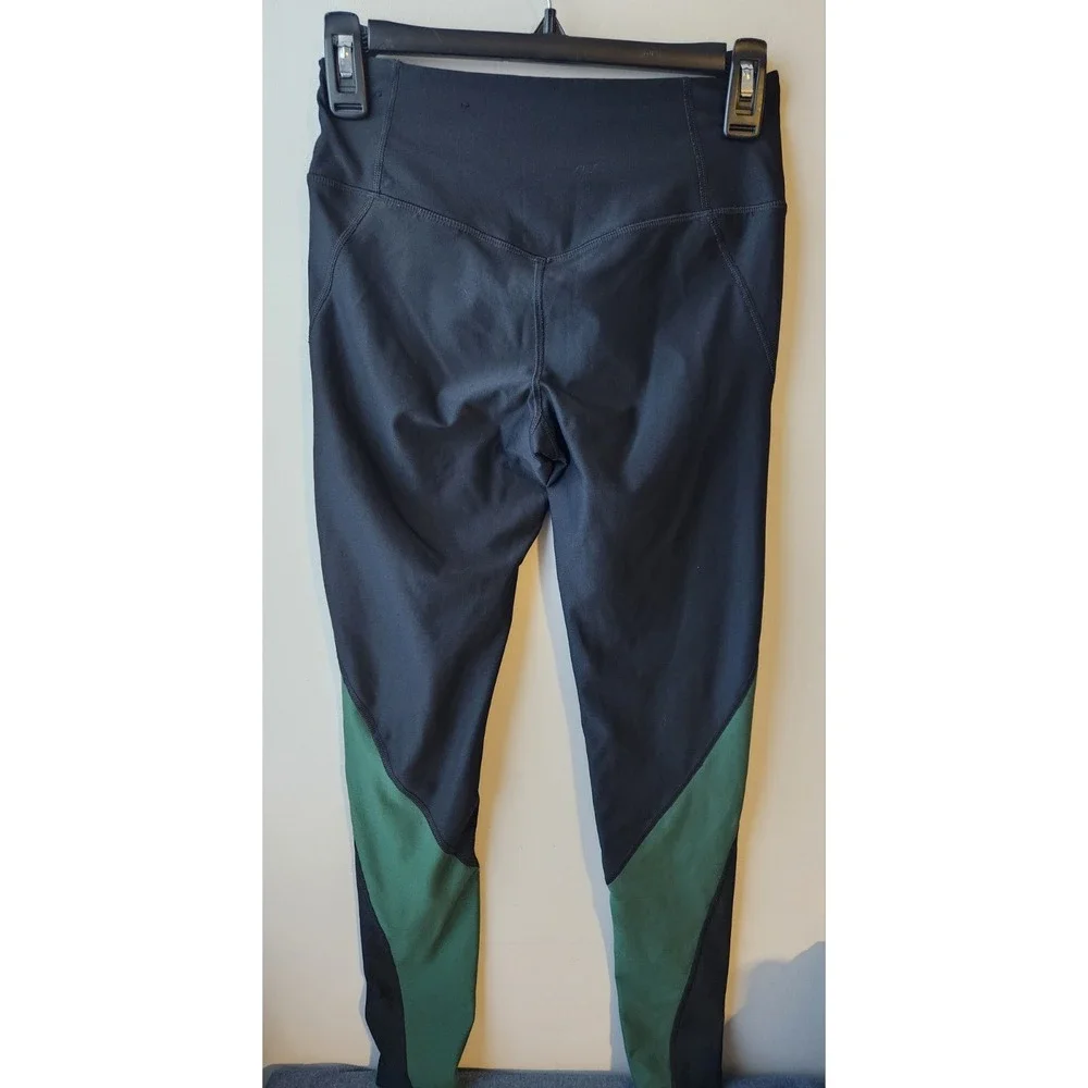 Nike Dri-FIT Women's‎ XS Black Green Colorblock Athletic Leggings Stretch